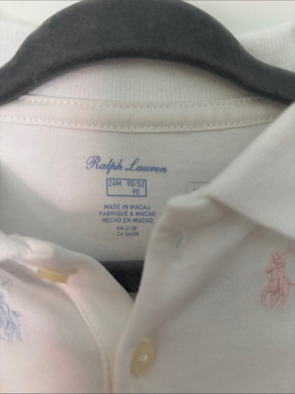 Ralph Lauren White Polo Dress with Pink & Blue Pony Embroidery 24 Month - Picture 2 of 4